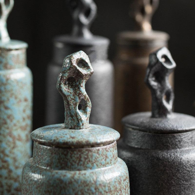 Keramische Theepot met Deksel en Sculptuurknop Wabi-Sabi Stijl