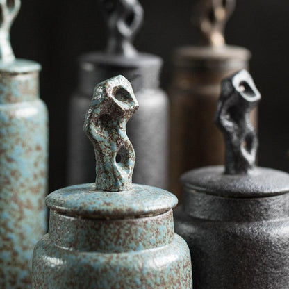 Keramische Theepot met Deksel en Sculptuurknop Wabi-Sabi Stijl