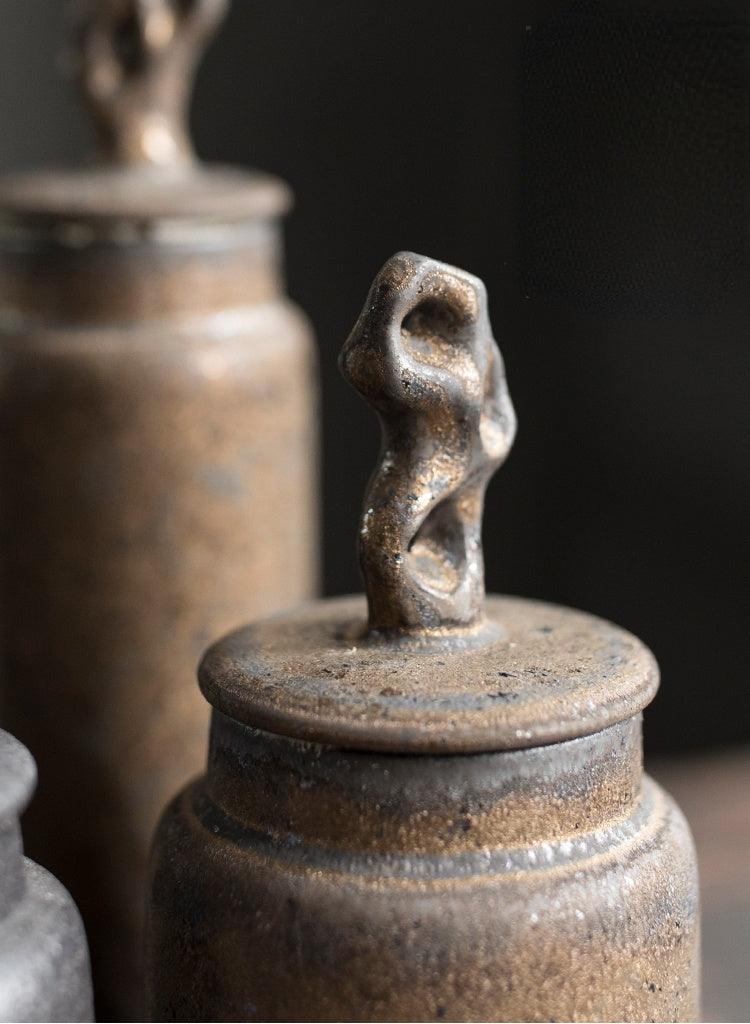 Keramische Theepot met Deksel en Sculptuurknop Wabi-Sabi Stijl