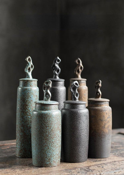 Keramische Theepot met Deksel en Sculptuurknop Wabi-Sabi Stijl