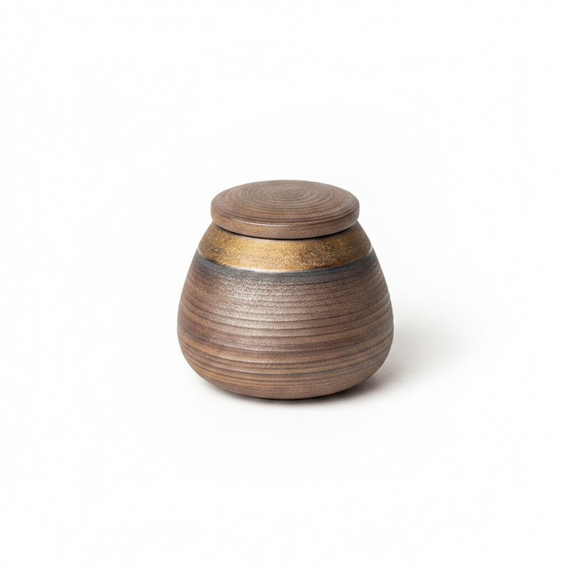 Keramische Theepot Voorraadpot met Deksel Japanse Stijl Ribbeltextuur