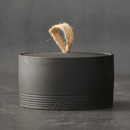 Keramische Voorraadpot met Deksel en Touwgreep, Japanse Wabi-Sabi Stijl