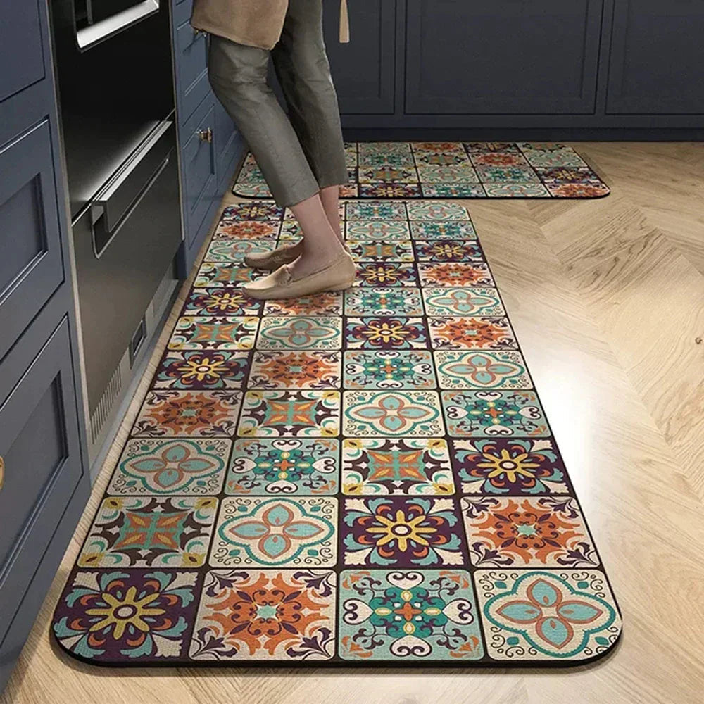 Keukenloper Antislip met Tegelmotief en Afgeronde Hoeken