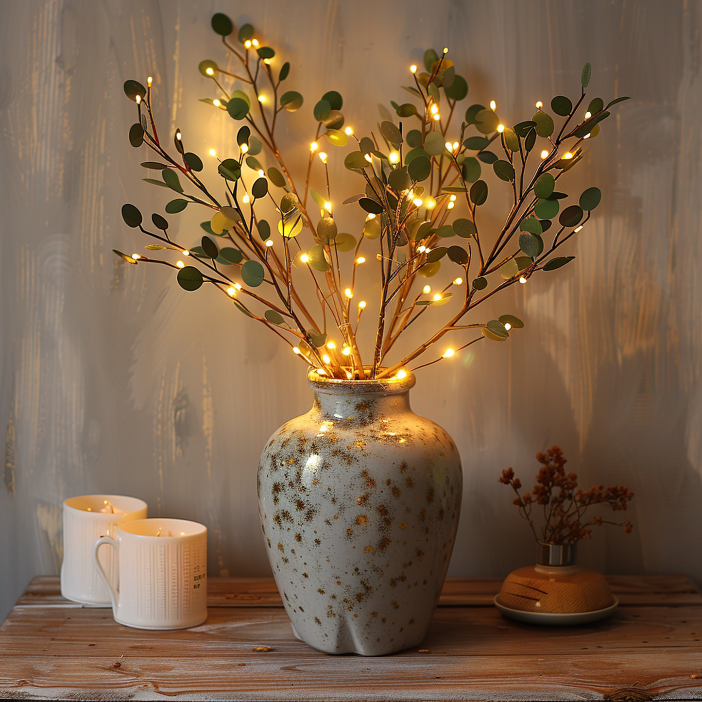 Kunsttak met LED Lampjes Warm Wit voor in een Vaas