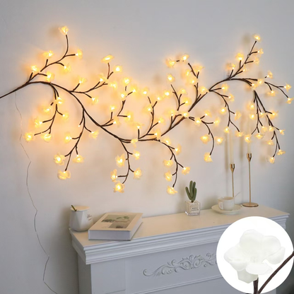 LED Bloesemtak Wanddecoratie met Warm Licht en Kunstbloemen