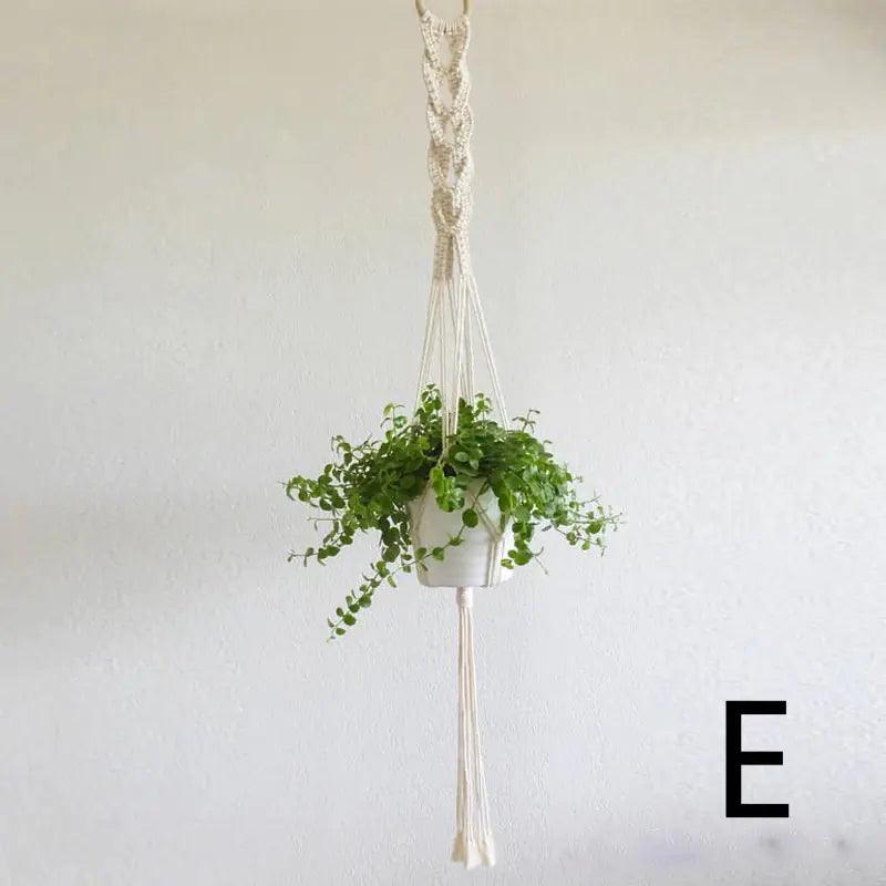 Macramé Plantenhanger Bohemian met Gevlochten Touwpatroon