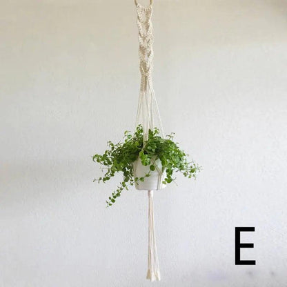 Macramé Plantenhanger Bohemian met Gevlochten Touwpatroon