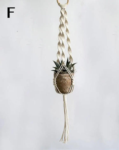Macramé Plantenhanger Bohemian met Gevlochten Touwpatroon