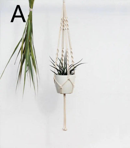Macramé Plantenhanger Bohemian met Gevlochten Touwpatroon