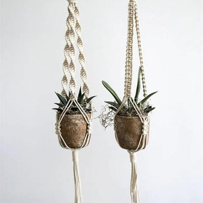 Macramé Plantenhanger Bohemian met Gevlochten Touwpatroon