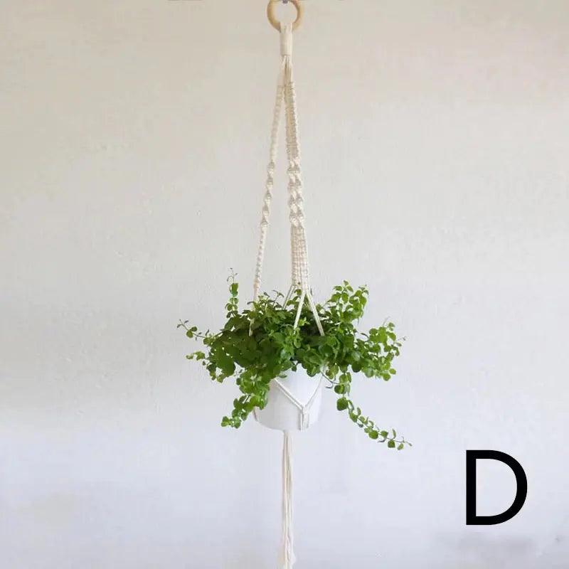 Macramé Plantenhanger Bohemian met Gevlochten Touwpatroon