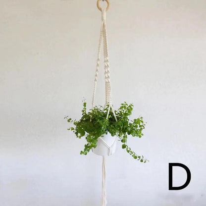 Macramé Plantenhanger Bohemian met Gevlochten Touwpatroon