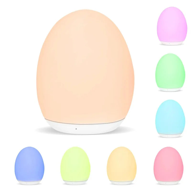 Nachtlamp Ei-vorm met Touch Bediening en 7 RGB Kleuren voor Baby en Kind