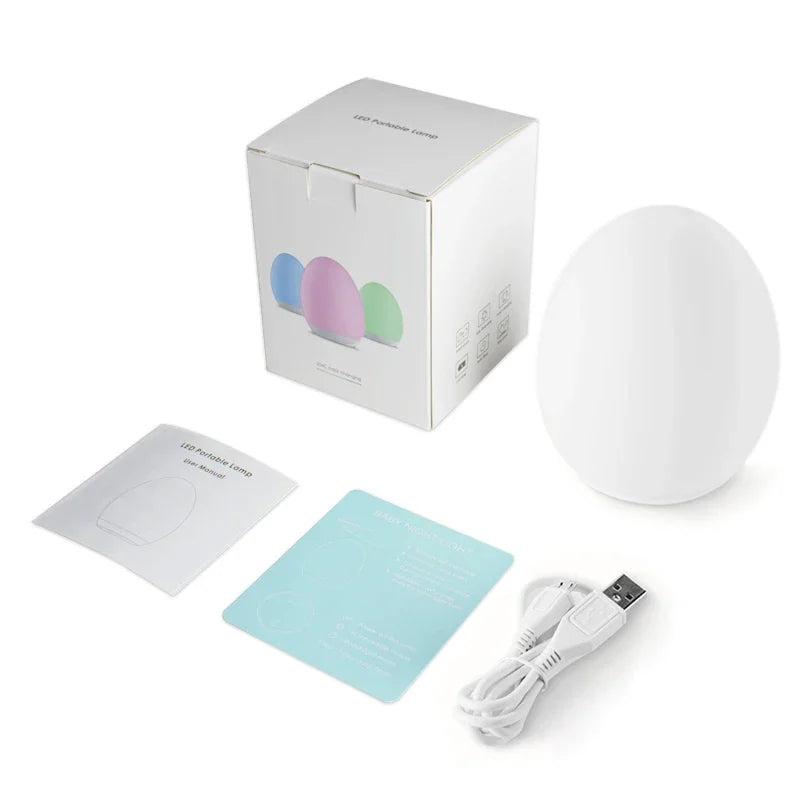 Nachtlamp Ei-vorm met Touch Bediening en 7 RGB Kleuren voor Baby en Kind
