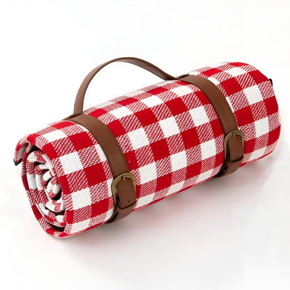 Opvouwbare Picknickdeken voor Buiten met Draaggreep en Geblokt Patroon