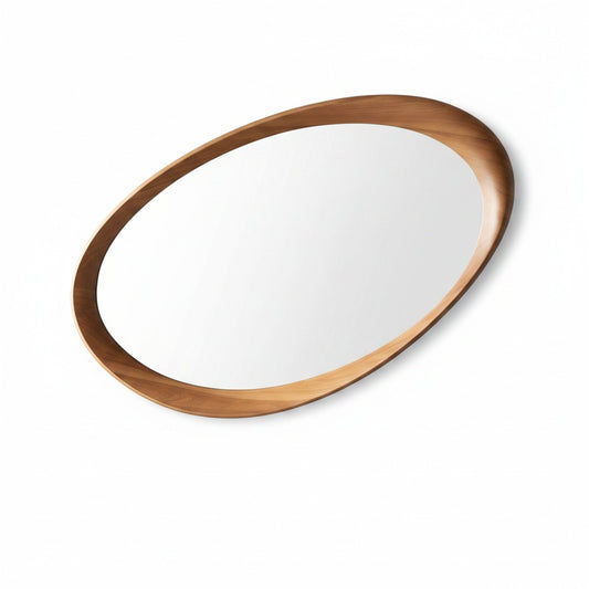 Ovale Wandspiegel Vintage met Houten Lijst en Gehard Glas 90 × 60 cm