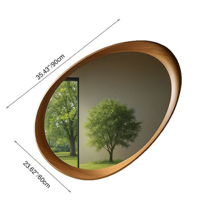 Ovale Wandspiegel Vintage met Houten Lijst en Gehard Glas 90 × 60 cm