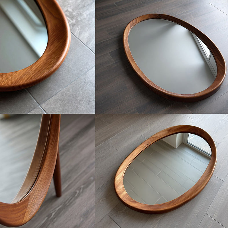 Ovale Wandspiegel Vintage met Houten Lijst en Gehard Glas 90 × 60 cm
