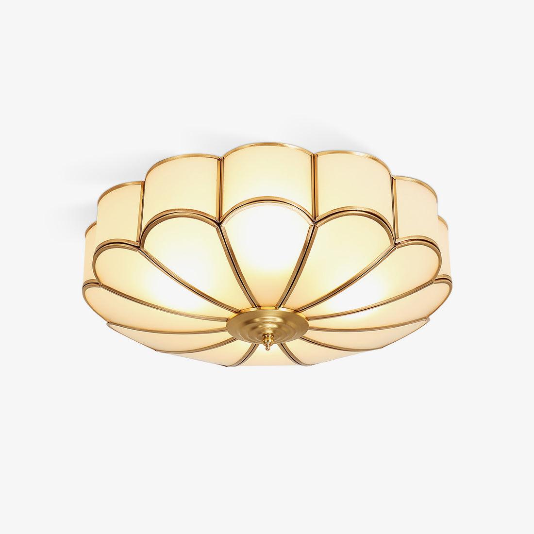 Plafondlamp Art Deco met Bloemmotief en Matglazen Kap