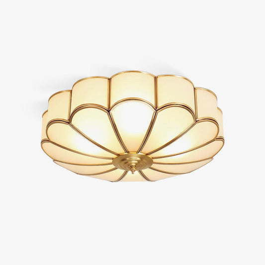 Plafondlamp Art Deco met Bloemmotief en Matglazen Kap