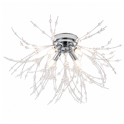 Plafondlamp Art Deco met Kristallen Takken en Vuurwerk Silhouet