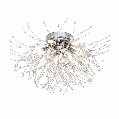 Plafondlamp Art Deco met Kristallen Takken en Vuurwerk Silhouet