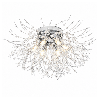 Plafondlamp Art Deco met Kristallen Takken en Vuurwerk Silhouet