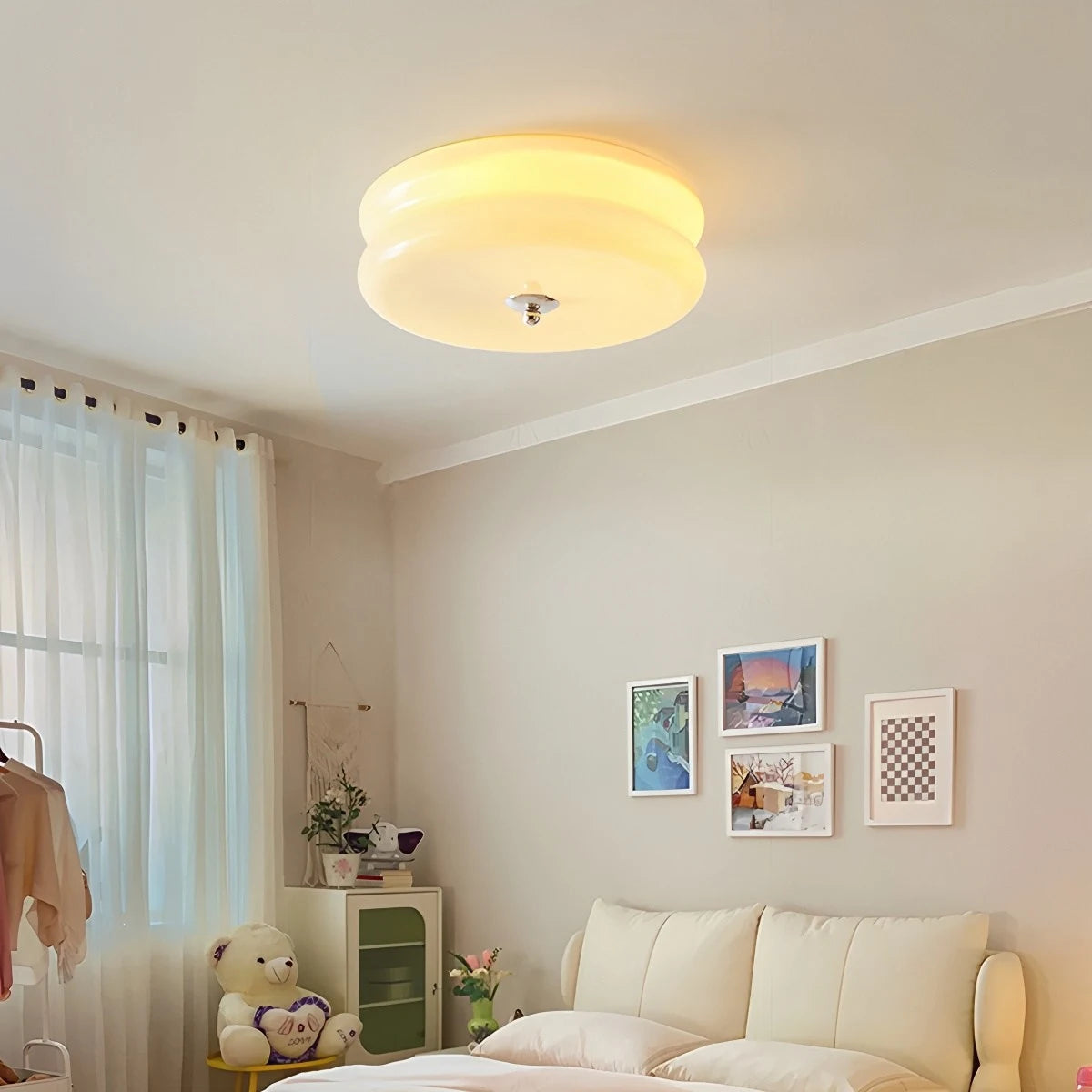Plafondlamp Art Deco Retro met Ronde Glazen Kap
