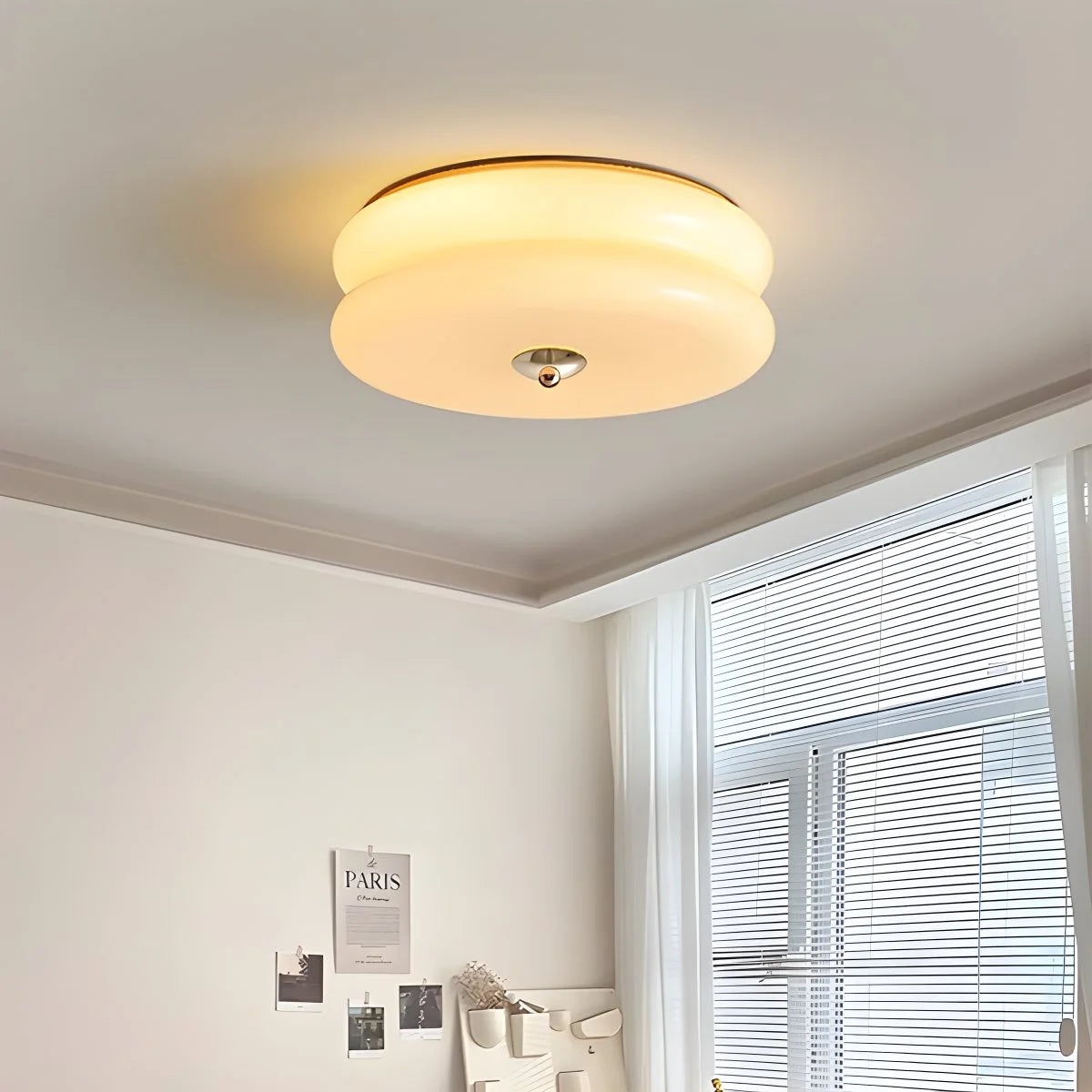 Plafondlamp Art Deco Retro met Ronde Glazen Kap