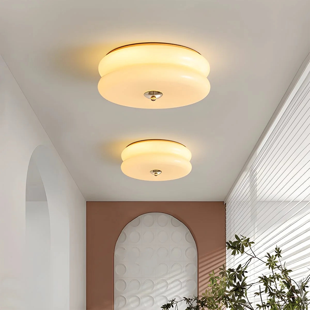 Plafondlamp Art Deco Retro met Ronde Glazen Kap