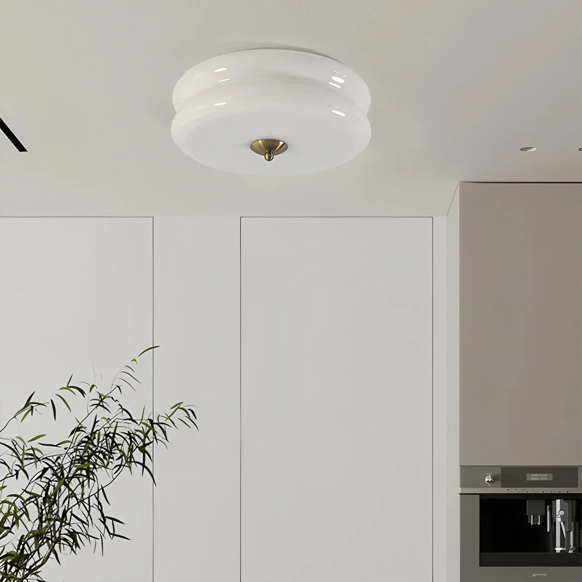 Plafondlamp Art Deco Retro met Ronde Glazen Kap