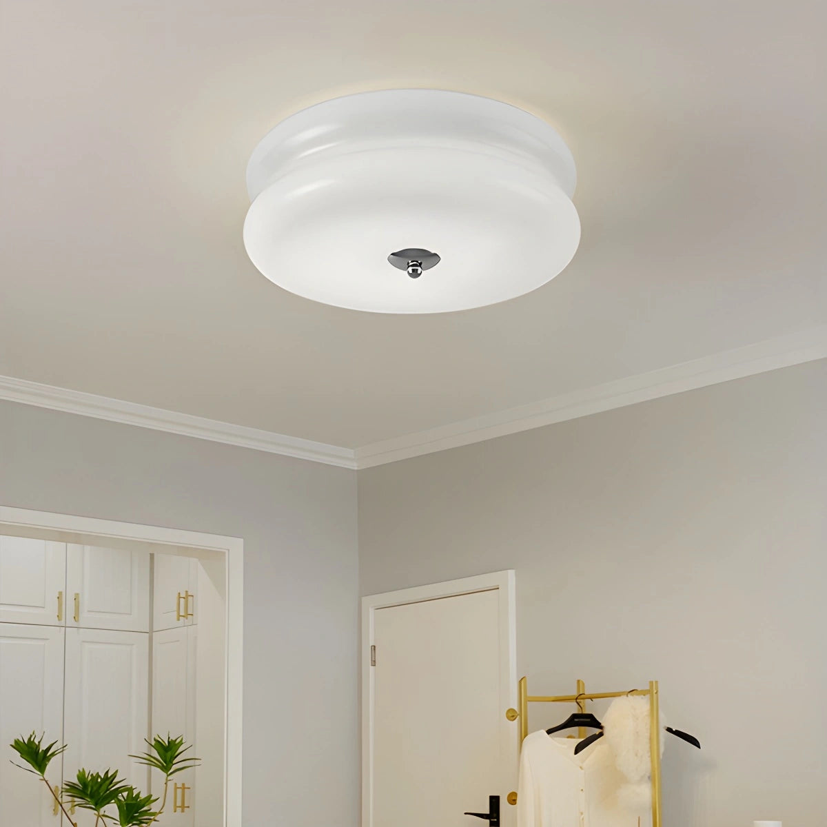 Plafondlamp Art Deco Retro met Ronde Glazen Kap