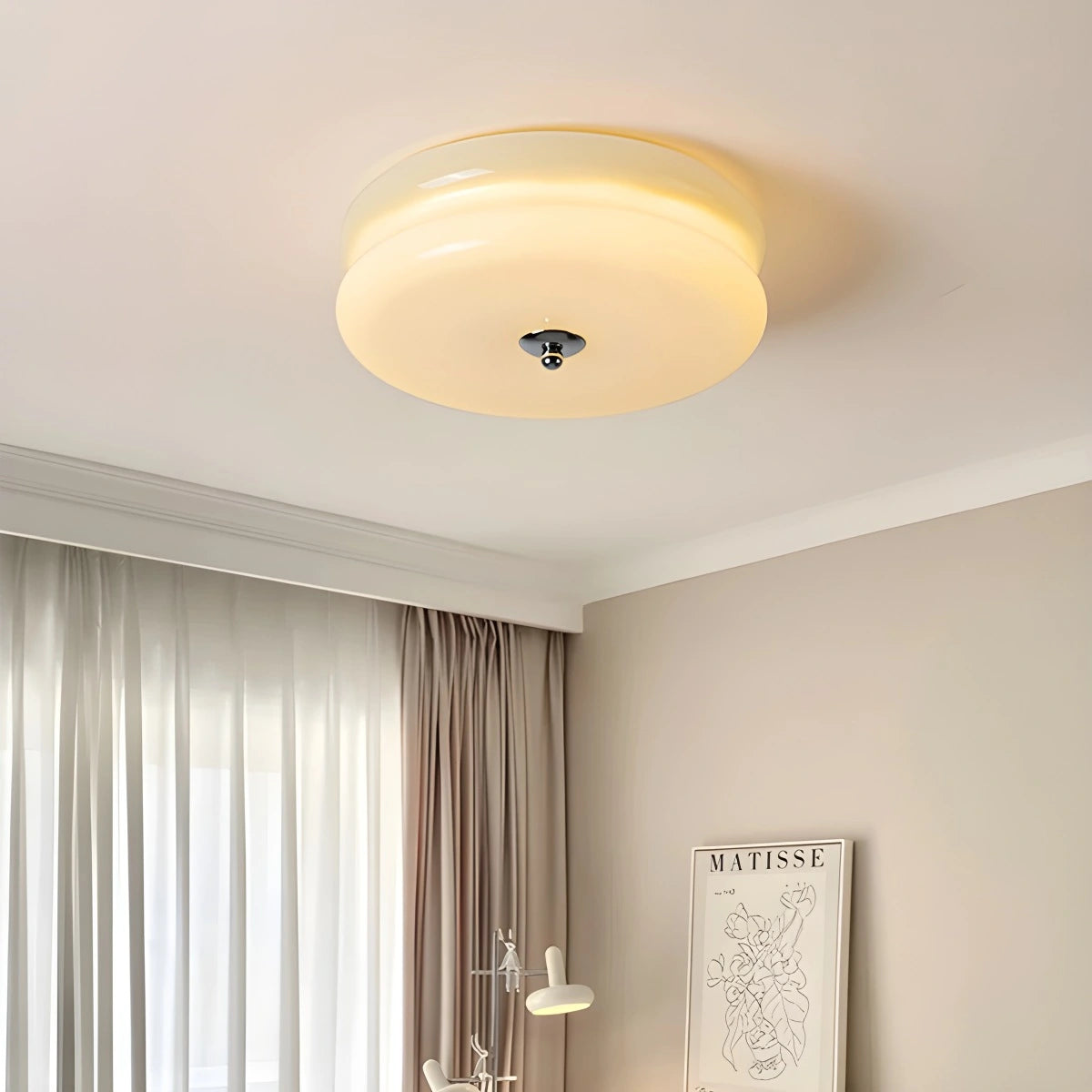 Plafondlamp Art Deco Retro met Ronde Glazen Kap