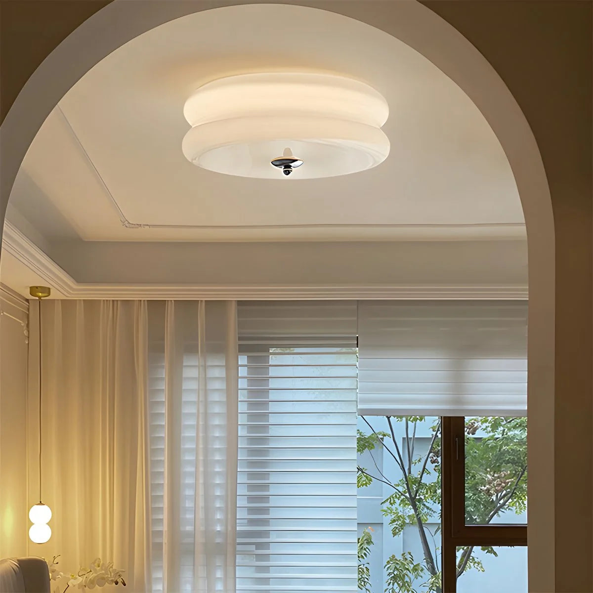 Plafondlamp Art Deco Retro met Ronde Glazen Kap