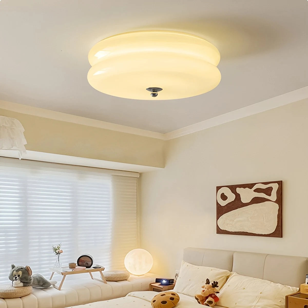 Plafondlamp Art Deco Retro met Ronde Glazen Kap