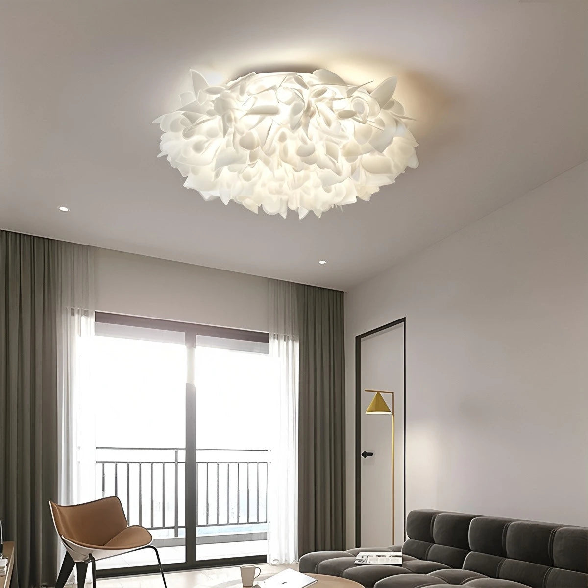Plafondlamp Bloem Bohemian met Bloemblad Kap en Flush Mount Design