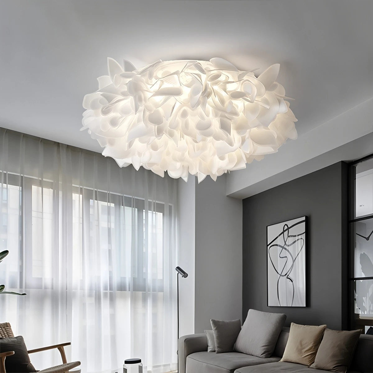 Plafondlamp Bloem Bohemian met Bloemblad Kap en Flush Mount Design