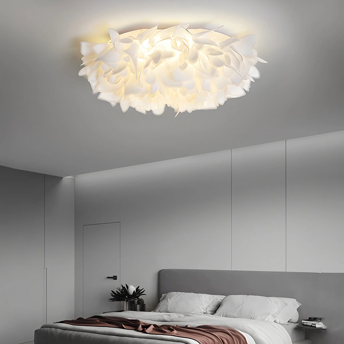 Plafondlamp Bloem Bohemian met Bloemblad Kap en Flush Mount Design