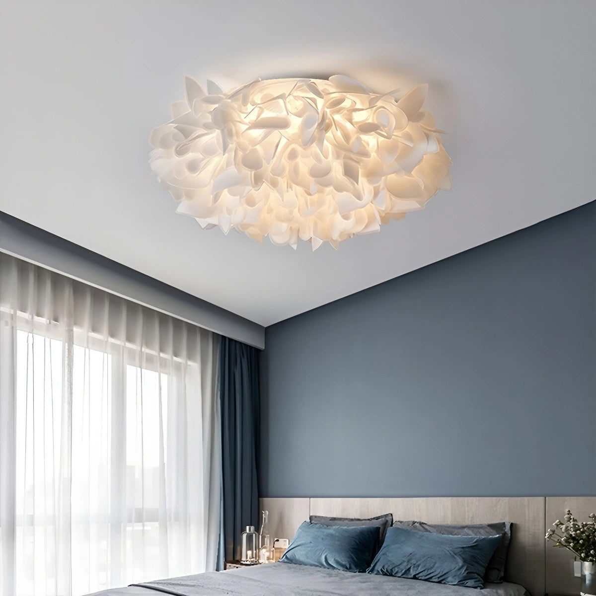 Plafondlamp Bloem Bohemian met Bloemblad Kap en Flush Mount Design