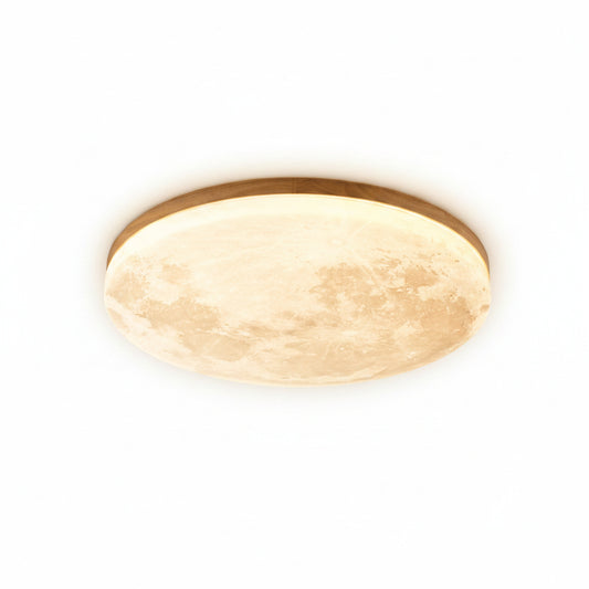 Plafondlamp Maan Design Dimbaar LED met Houten Rand Rond