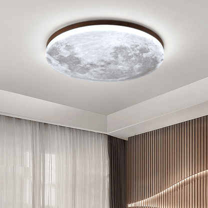 Plafondlamp Maan Design Dimbaar LED met Houten Rand Rond