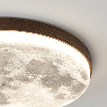 Plafondlamp Maan Design Dimbaar LED met Houten Rand Rond