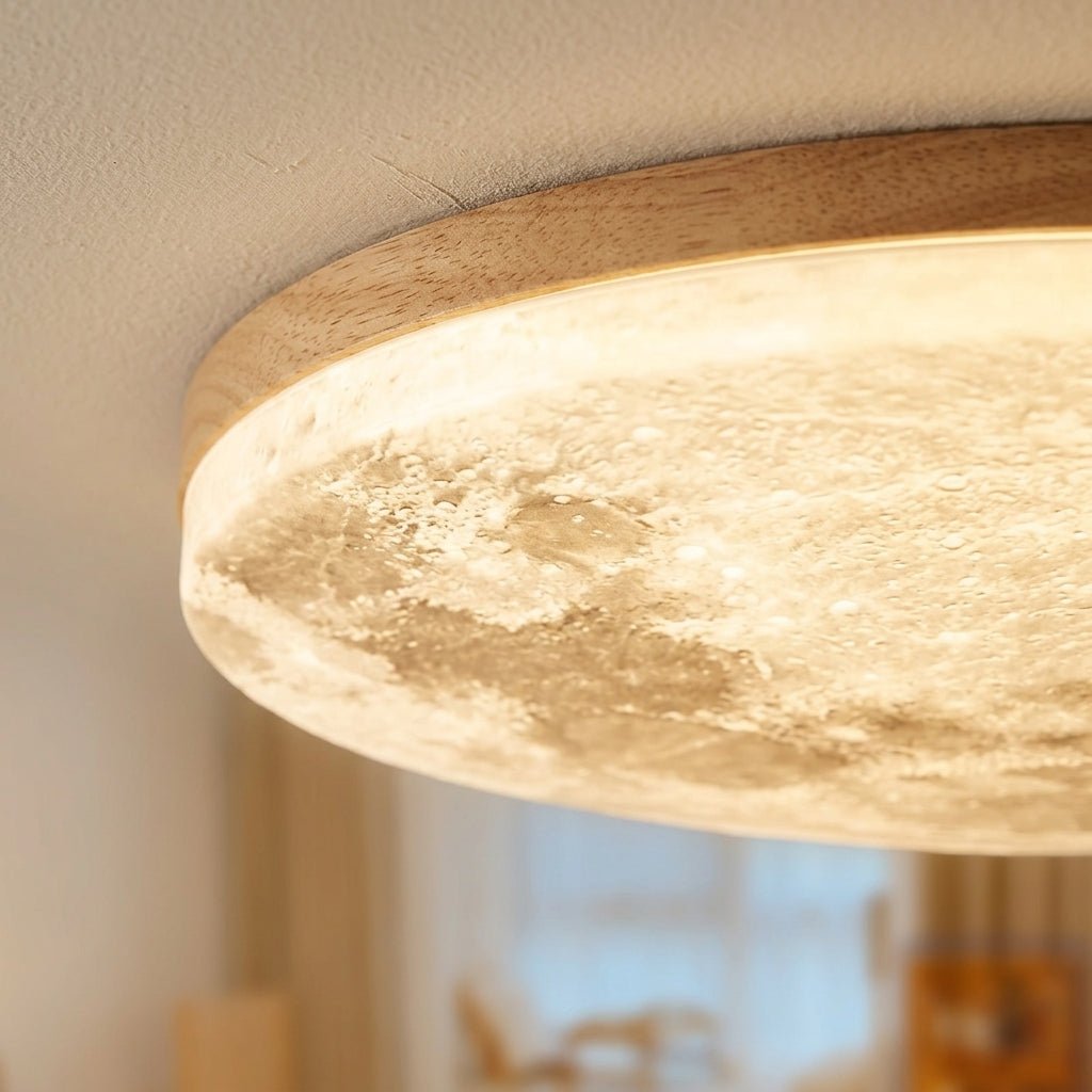 Plafondlamp Maan Design Dimbaar LED met Houten Rand Rond
