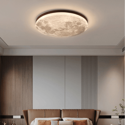 Plafondlamp Maan Design Dimbaar LED met Houten Rand Rond