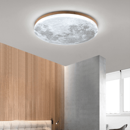 Plafondlamp Maan Design Dimbaar LED met Houten Rand Rond