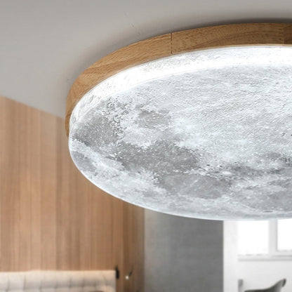 Plafondlamp Maan Design Dimbaar LED met Houten Rand Rond