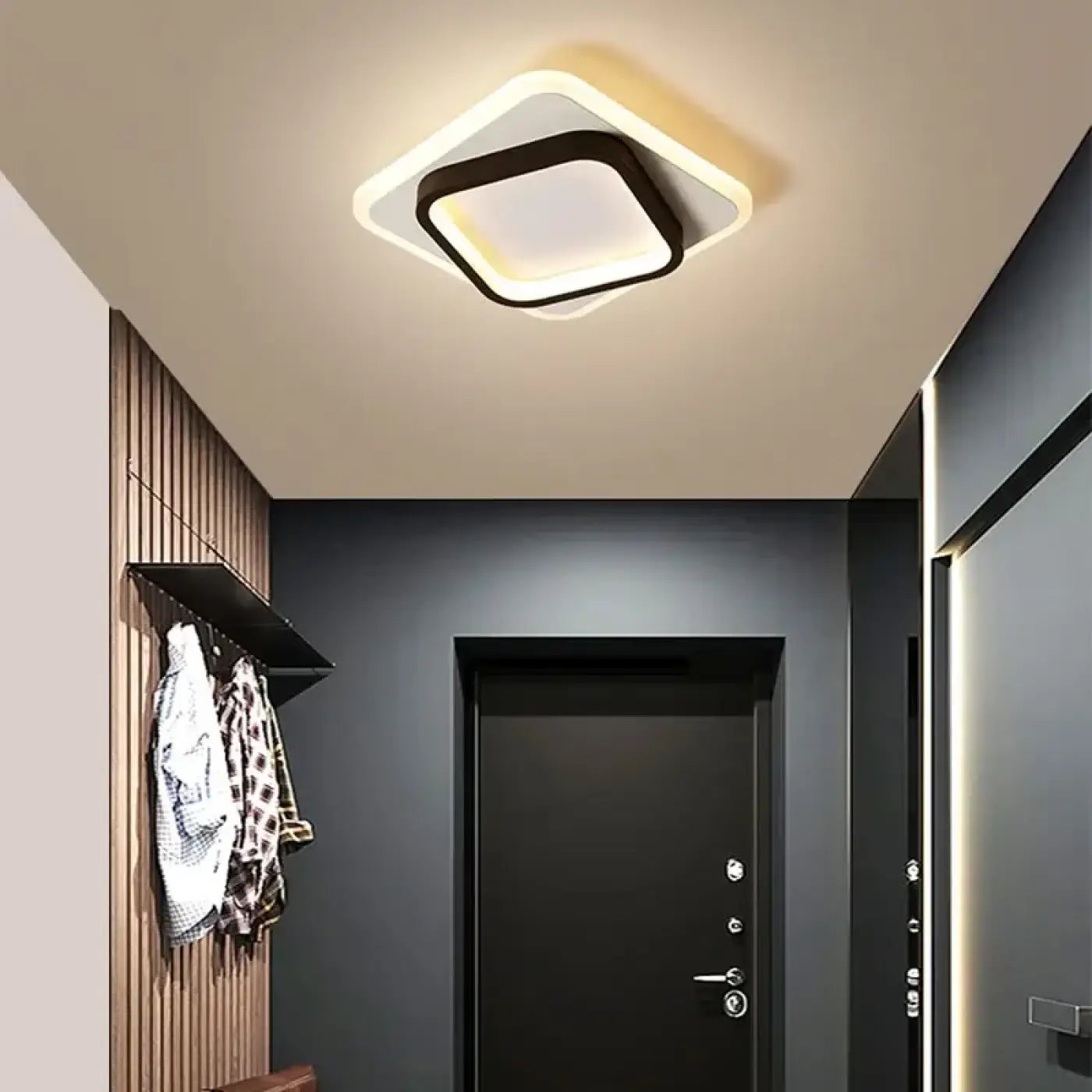 Plafondlamp Minimalistisch LED met Dubbel Vierkant Frame voor Hal en Gang