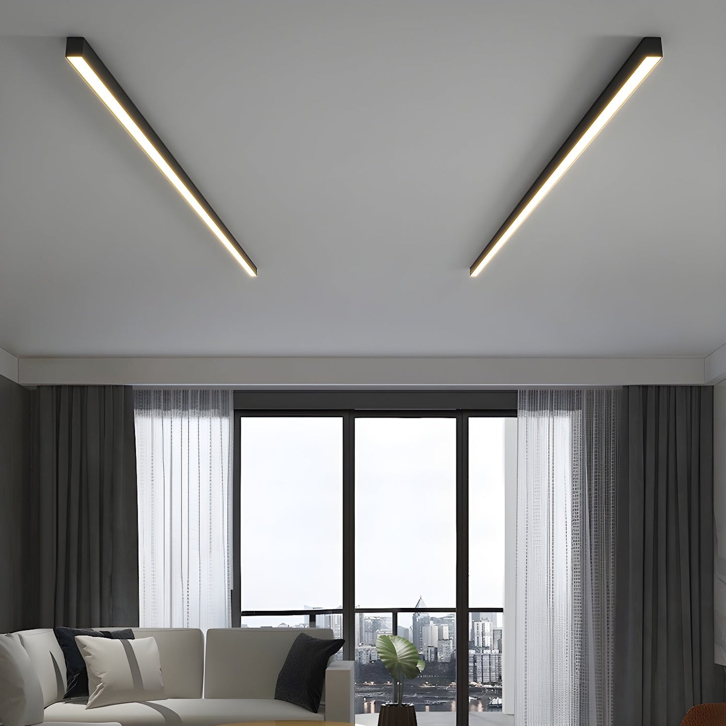 Plafondlamp Minimalistisch Lineair LED met Geïntegreerde LED en Keuze uit 3 Lichttemperaturen