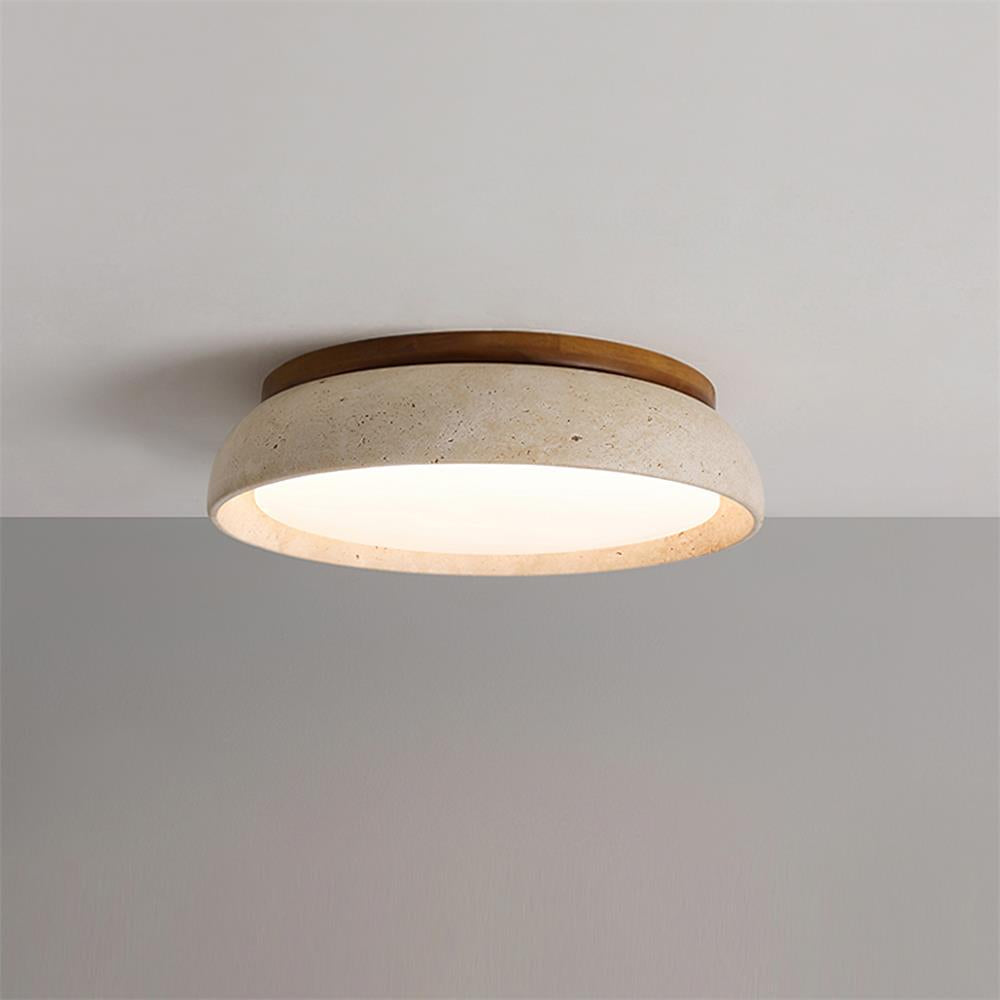 Plafondlamp Minimalistisch met Ronde Travertine Kap en Geïntegreerde LED
