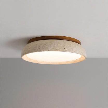 Plafondlamp Minimalistisch met Ronde Travertine Kap en Geïntegreerde LED